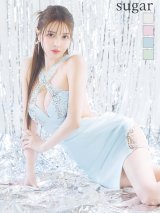 XSサイズあり【ANGEL R/エンジェルアール】クロスネック / Vカット / ビジュー / メッシュ/ タイト/ ミニドレス/ キャバドレス[OF2]