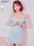 XSサイズあり【ANGEL R/エンジェルアール】オフショルスリーブ/ フラワーレース/ シフォン/ ビジュー/ ミニドレス/ キャバドレス[OF2]