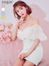 XSサイズあり【ANGEL R/エンジェルアール】オフショルスリーブ/ フラワーレース/ シフォン/ ビジュー/ ミニドレス/ キャバドレス[OF2]