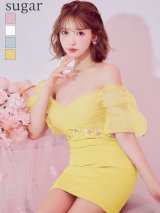XSサイズあり【ANGEL R/エンジェルアール】オフショルスリーブ/ フラワーレース/ シフォン/ ビジュー/ ミニドレス/ キャバドレス[OF2]