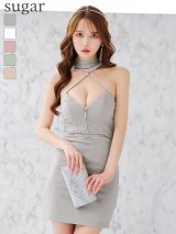 XSサイズあり【ANGEL R/エンジェルアール】チョーカーデザイン/ フロントクロス/ ビジュー/ パール/ ファスナー/ マイクロミニドレス/ キャバドレス[OF2]