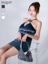 XSサイズあり【ANGEL R/エンジェルアール】レース/ ラメ/ サテン/ クロスリボン/ フロントフリル/ ビジュー/ タイトミニドレス/ キャバドレス[OF2]