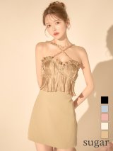 【予約商品/7月上旬-7月中旬発送予定】【ANGEL R/エンジェルアール】ベアトップ/ クロスショルダー/ キャミソール/ 3way/ フリル/ フレア/ マイクロミニドレス/ キャバドレス[OF2]