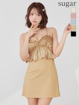 【予約商品/7月上旬-7月中旬発送予定】【ANGEL R/エンジェルアール】ベアトップ/ クロスショルダー/ キャミソール/ 3way/ フリル/ フレア/ マイクロミニドレス/ キャバドレス[OF2]