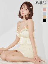 【予約商品/7月上旬-7月中旬発送予定】【ANGEL R/エンジェルアール】ベアトップ/ クロスショルダー/ キャミソール/ 3way/ フリル/ フレア/ マイクロミニドレス/ キャバドレス[OF2]