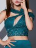 ティールブルー モデル：如月れい　身長：156cm　着用サイズ：Sサイズ