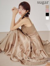 【予約商品/7月上旬-7月中旬発送予定】Lサイズあり【ANGEL R/エンジェルアール】バストリボン/ ウエストシャーリング/ フリル/ シアー/ フレア/ ロングドレス/ キャバドレス long[OF2]