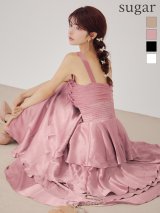 【予約商品/7月上旬-7月中旬発送予定】Lサイズあり【ANGEL R/エンジェルアール】バストリボン/ ウエストシャーリング/ フリル/ シアー/ フレア/ ロングドレス/ キャバドレス long[OF2]