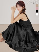 【予約商品/7月上旬-7月中旬発送予定】Lサイズあり【ANGEL R/エンジェルアール】バストリボン/ ウエストシャーリング/ フリル/ シアー/ フレア/ ロングドレス/ キャバドレス long[OF2]