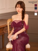 【予約商品/10月中旬-10月下旬発送予定】【ANGEL R/エンジェルアール】オフショルダー/ フラワー/ レース/ ビジュー/ ラメ/ タイト/ ロングドレス/ キャバドレス[OF2]