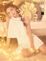 【予約商品/11月中旬-11月下旬発送予定】XSサイズあり【ANGEL R/エンジェルアール】チェーンパイピング/ リボン/ ラメストライプ/ プリーツ/ セパレート/ フレア/ マイクロミニドレス/ キャバドレス[OF2]