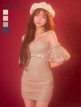 【予約商品/12月上旬-12月中旬発送予定】XSサイズあり【ANGEL R/エンジェルアール】メッシュ/ パフスリーブ/ フラワー/ ウエストリボン/ バストハートカット/ タイト/ ミニドレス/ キャバドレス[OF2]