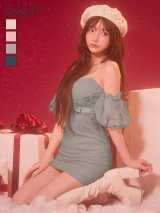 【予約商品/12月上旬-12月中旬発送予定】XSサイズあり【ANGEL R/エンジェルアール】メッシュ/ パフスリーブ/ フラワー/ ウエストリボン/ バストハートカット/ タイト/ ミニドレス/ キャバドレス[OF2]