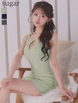 XSサイズあり【ANGEL R/エンジェルアール】フラワー/ バストカット/ ショルダーリボン/ ビジュー/ フレア/ マイクロミニドレス/ キャバドレス[OF2]