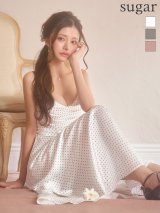 【ANGEL R/エンジェルアール】バストシャーリング/ ドット/ キャミソール/ フレア/ ロングドレス/ キャバドレス long[OF2]