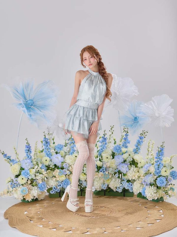 ブルー　モデル：まみ　身長：160cm　着用サイズ：Sサイズ