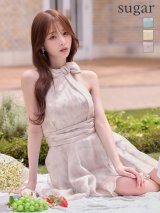 【予約商品/6月上旬-6月中旬発送予定】XSサイズあり【ANGEL R/エンジェルアール】ホルターネック/ リボン/ ウエストマーク/ シフォン/ フレア/ マイクロミニドレス/ キャバドレス[OF2]