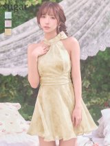 【予約商品/6月上旬-6月中旬発送予定】XSサイズあり【ANGEL R/エンジェルアール】ホルターネック/ リボン/ ウエストマーク/ シフォン/ フレア/ マイクロミニドレス/ キャバドレス[OF2]
