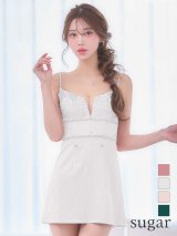 XSサイズあり【ANGEL R/エンジェルアール】Vカット/ フロントビジュー/ キャミソール/ フレア/ マイクロミニドレス/ キャバドレス[OF2]