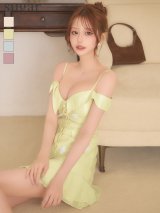 XSサイズあり【ANGEL R/エンジェルアール】オフショルダー/ ボタン/ ポケット/ フラワー/ シフォン/ フレア/ マイクロミニドレス/ キャバドレス[OF2]