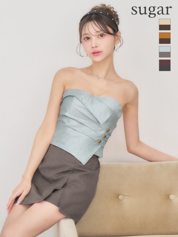 サックス×グレー モデル：るりぴ　身長：165cm　着用サイズ：Sサイズ