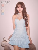 【予約商品/2月中旬-2月下旬発送予定】XSサイズあり【ANGEL R/エンジェルアール】ベアトップ/ ハートカット/ ギャザー/ フラワー/ ウエストカット/ ビジュー/ フリル/ フレア/ マイクロ/ ミニドレス/ キャバドレス[OF2]