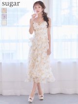 【予約商品/2月中旬-2月下旬発送予定】【ANGEL R/エンジェルアール】フラワーデザイン/ バストリボン/ フリル/ フレア/ シフォン/ ワンピース/ ロングドレス/ キャバドレス long[OF2]