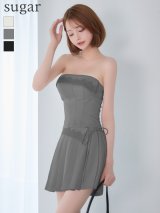 【予約商品/3月下旬-4月上旬発送予定】XSサイズあり【ANGEL R/エンジェルアール】ベアトップ/ レース/ リボン/ プリーツ/ セパレート/ フレア/ マイクロミニドレス/ キャバドレス[OF2]