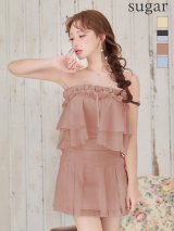 XSサイズあり【ANGEL R/エンジェルアール】ドットデザイン/ シフォン/ シースルー/ リボン/ フレア/ マイクロミニドレス/ キャバドレス[OF2]