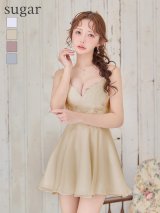 【予約商品/5月中旬-5月下旬発送予定】XSサイズあり【ANGEL R/エンジェルアール】アッパーフラワーレース/ 刺繍/ ビジュー/ フレア/ マイクロミニドレス/ キャバドレス[OF2]