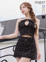 XSサイズあり【ANGEL R/エンジェルアール】ホルターネック/ パールチェーン/ バストカット/ フラワーデザイン/ フリル/ セパレート/ フレア/ ミニドレス/ キャバドレス[OF2]