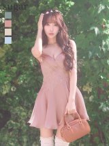 【予約商品/6月上旬-6月下旬発送予定】XSサイズあり【ANGEL R/エンジェルアール】ウエストリボン/ フラワー/ カシュクールデザイン/ タック/ 刺繍レース/ キャミソール/ フレア/  マイクロミニドレス/ キャバドレス[OF2]