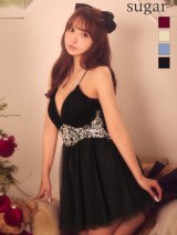 即日発送【ANGEL R/エンジェルアール】Vカット/ バックシャン/ シアー/ チュール/ レースアップ/ ビジュー/ フレア/ Aライン/ マイクロミニドレス/ キャバドレス[OF2]