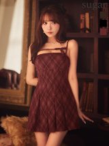 【予約商品/10月中旬-10月下旬発送予定】【ANGEL R/エンジェルアール】チェック/ プリーツ/ Aライン/ レース/ リボン/ キャミソール/ サテン/ マイクロミニドレス/ キャバドレス[OF2]