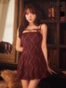 ワインレッド　モデル：三上悠亜　身長：159cm　着用サイズ：Sサイズ
