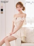 XSサイズあり【ANGEL R/エンジェルアール】オフショルダー/ バストカット/ ビジューチェーン/ フリル/ フレア/ マイクロミニドレス/ キャバドレス[OF2]