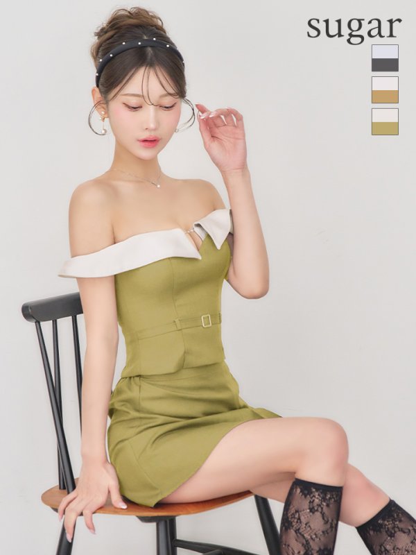 ベージュxマスタード　モデル：るりぴ　身長：165cm　着用サイズ：Sサイズ