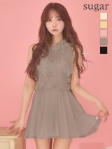 XSサイズあり【ANGEL R/エンジェルアール】ネックリボン/ フラワー/ シフォン/ フレア/ マイクロミニドレス/ キャバドレス[OF2]