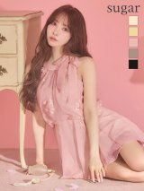 XSサイズあり【ANGEL R/エンジェルアール】ネックリボン/ フラワー/ シフォン/ フレア/ マイクロミニドレス/ キャバドレス[OF2]