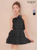 【予約商品/3月下旬-4月上旬発送予定】XSサイズあり【ANGEL R/エンジェルアール】ネックリボン/ ビジュー/ チュール/ シフォン/ シアー/ メッシュ/ マイクロミニドレス/ キャバドレス[OF2]