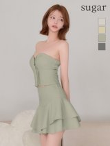 【予約商品/3月下旬-4月上旬発送予定】XSサイズあり【ANGEL R/エンジェルアール】ベアトップ/ バストハートカット/ フロントファスナー/ フリル/ 2way/ セパレート/ フレア/ マイクロミニドレス/ キャバドレス[OF2]