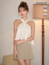 【予約商品/3月下旬-4月上旬発送予定】XSサイズあり【ANGEL R/エンジェルアール】クロスネック/ フロントフリル/ フラワー/ バイカラー/ セパレート/ シフォン/ フレア/ マイクロミニドレス/ キャバドレス[OF2]