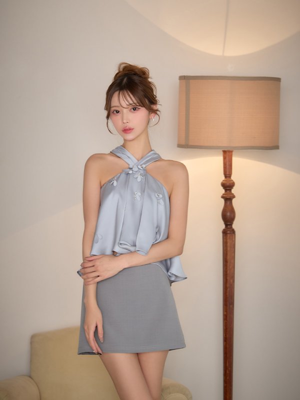 ブルー×グレー　モデル：るりぴ　身長：165cm　着用サイズ：Sサイズ