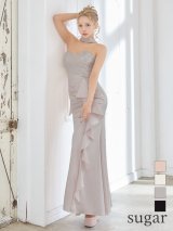 【ANGEL R/エンジェルアール】ベアトップ/ チョーカー/ フロントスパンコール/ フリル/ マーメイドライン/ 2way/ ストレッチ/ タイト/ ワンピース/ ロングドレス/ キャバドレス long[OF2]