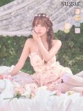 XSサイズあり【ANGEL R/エンジェルアール】ベアトップ/ バストチェーン/ ウエストギャザー/ フラワー/ リボン/ シフォン/ フレア/ マイクロミニドレス/ キャバドレス[OF2]