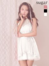【予約商品/7月上旬-7月中旬発送予定】XSサイズあり【ANGEL R/エンジェルアール】ホルターネック/ フラワーレース/ ウエストリボン/ ビジュー/ フレア/ マイクロミニドレス/ キャバドレス[OF2]