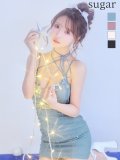 XSサイズあり【ANGEL R/エンジェルアール】ネックリボン/ ビジュー/ チョーカー/ ウエストカット/ ビジュー/ シャーリング/ キャミ/ ストレッチ/ タイト/ マイクロミニドレス/ キャバドレス[OF2]