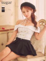 即日発送【ANGEL R/エンジェルアール】オフショルダー/ チェック/ ネックデザイン/ ボタン/ バイカラー/ セパレート/ ティアード/ 2段フリル/ マイクロ/ フレアミニドレス/ マイクロミニドレス/ キャバドレス[OF2]