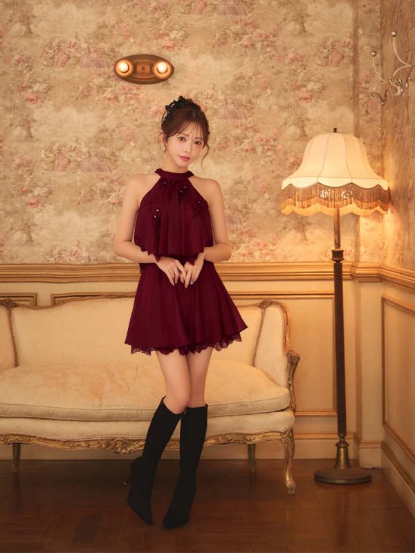 ワインレッド　モデル：りな　身長：160cm　着用サイズ：Sサイズ