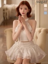 【予約商品/10月上旬-10月中旬発送予定】【ANGEL R/エンジェルアール】ホルターネック/ フリル/ シアー/ フラワー/ レース/ リボン/ フレア/ Aライン/ セットアップ/ セパレート/ マイクロミニドレス/ キャバドレス[OF2]